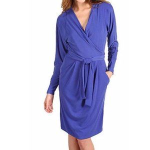 Tahari Women's Betsey Matte Jersey Blue Periwinkle Wrap Dress WITH POCKETS